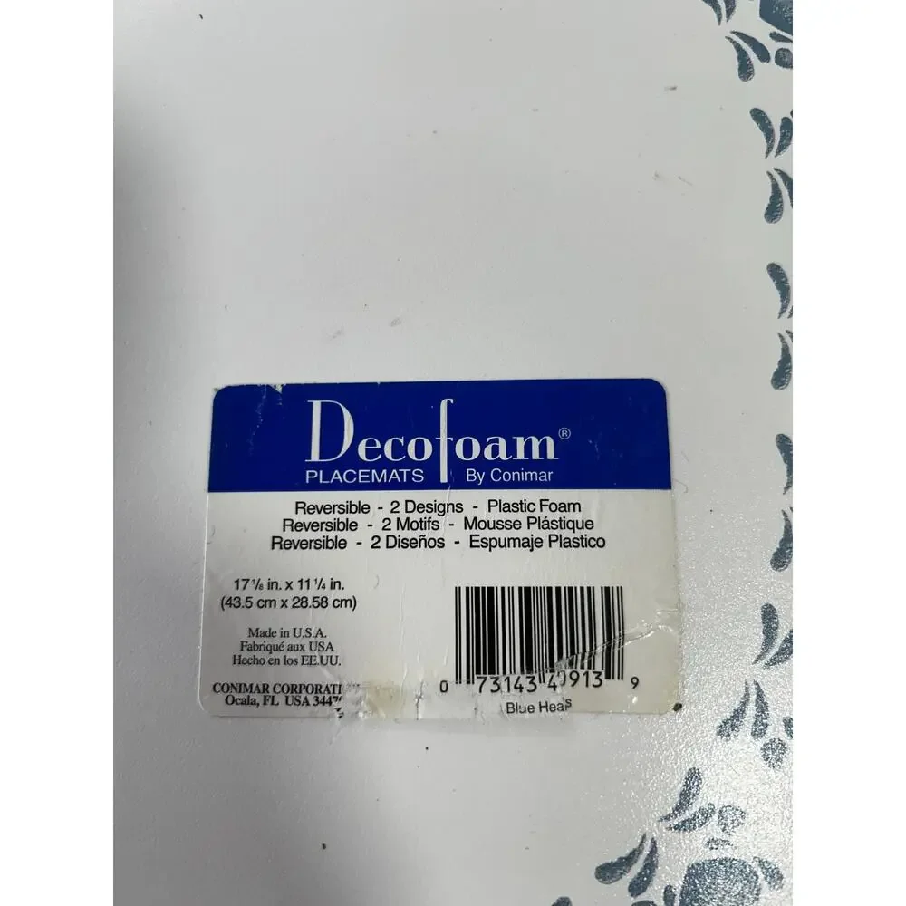 Vintage Corelle Blue Hearts Vinyl Placemats, Set of 8, Oval, Cottagecore Country